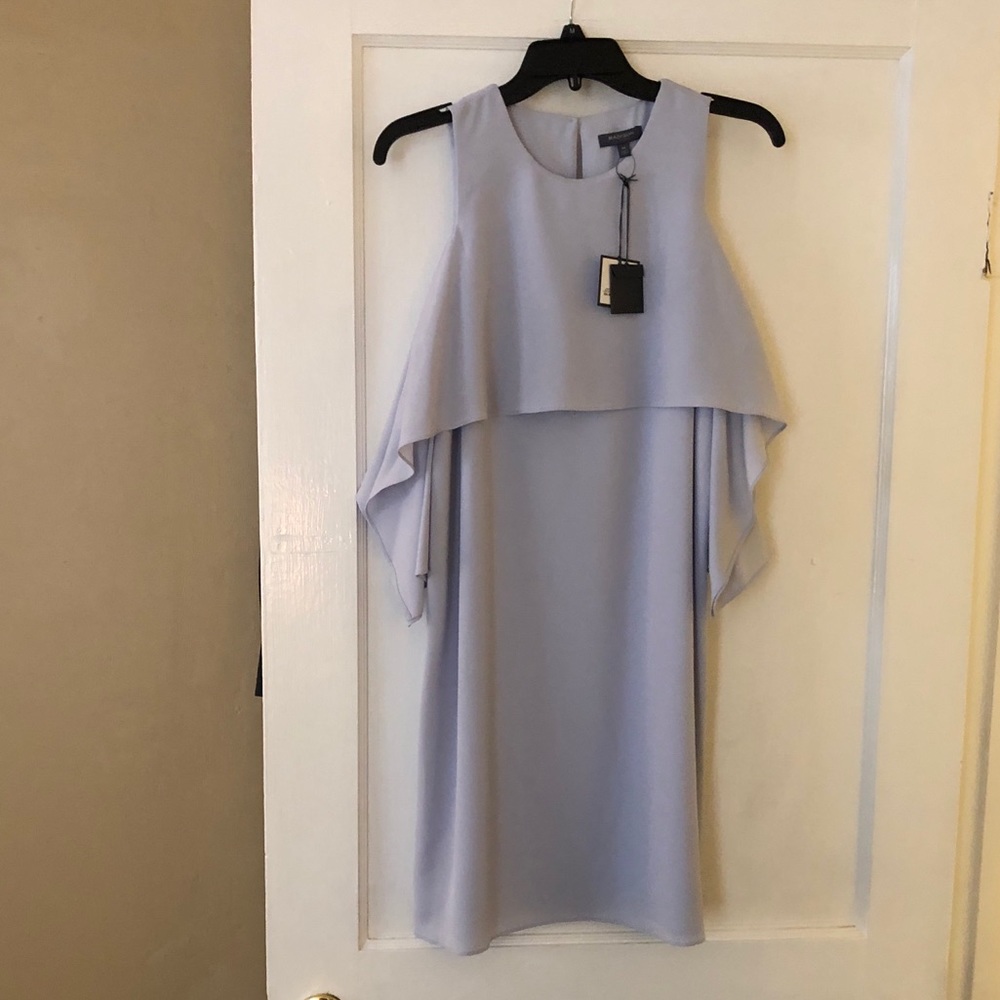 Light blue flowy dress with off shoulder sleeves